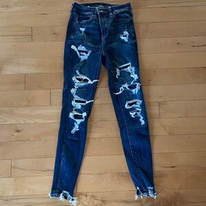 American Eagle Outfitters Ripped Dark Blue Skinny Jeans